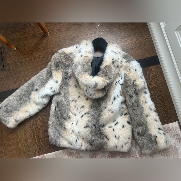 Vintage IZZI Kids Fuzzy Faux Fur Leopard Print Hooded Jacket SZ Small 7/8 Girls - Picture 13 of 16